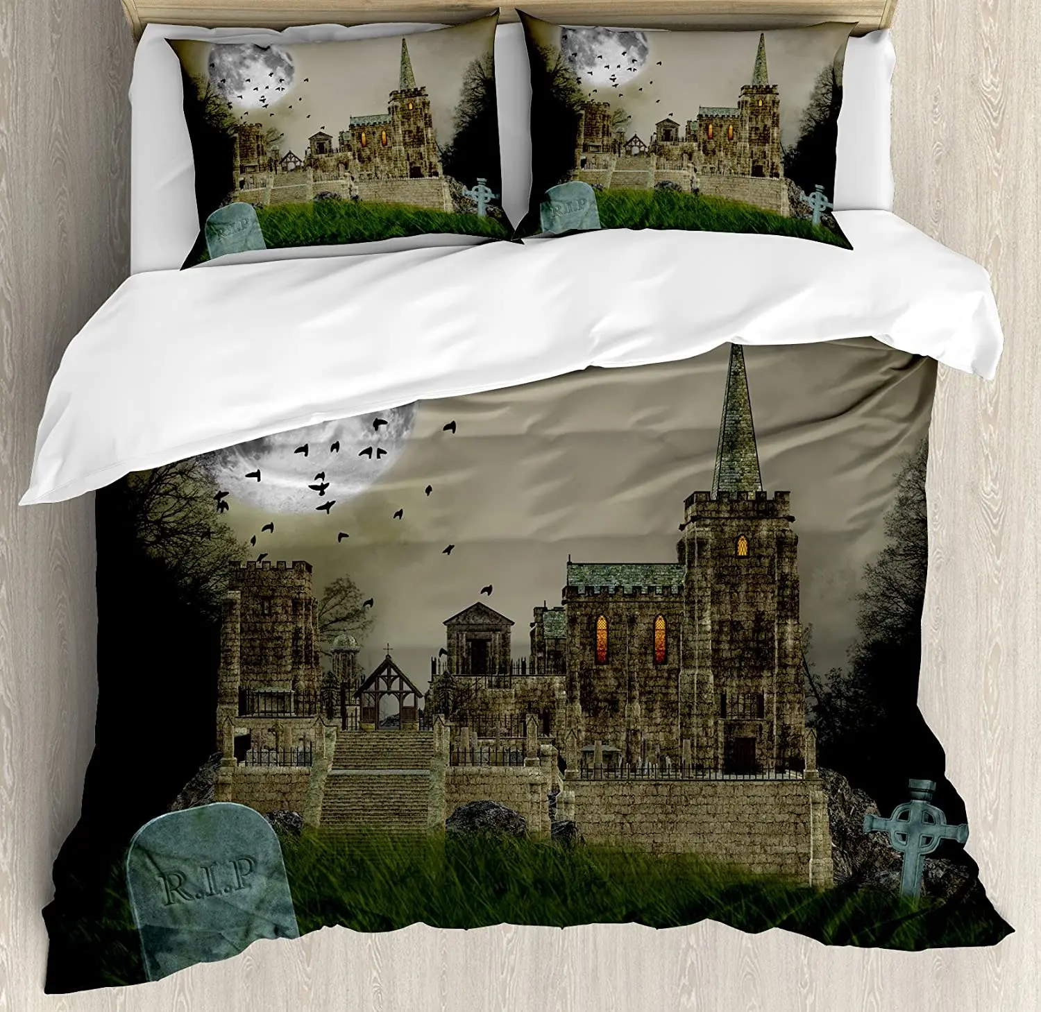 Gothic Bedding Set For Bedroom Bed Home Old Village and Graves with Medieval Castle and Fu Duvet Cover Quilt Cover Pillowcase
Gothic Bedding Set For Bedroom Bed Home Old Village and Graves with Medieval Castle and Fu Duvet Cover Quilt Cover Pillowcase