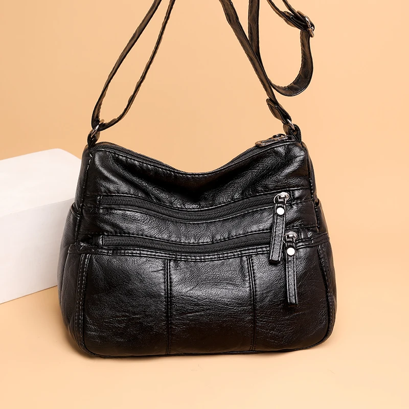 Washable Leather Women's Handbag Black Medium Multi Pocket Shopper Square Shoulder Bag 2023 Elegant Ladies Zipper Crossbody Bags 
Washable Leather Women's Handbag Black Medium Multi Pocket Shopper Square Shoulder Bag 2023 Elegant Ladies Zipper Crossbody Bags