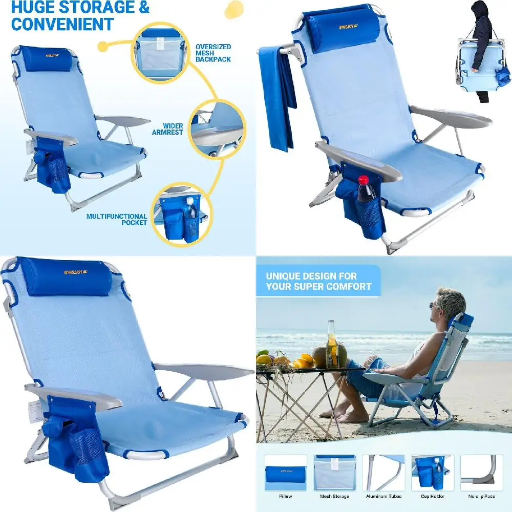 airs High-Quality Lightweight Aluminum 4-Position Folding Reclining Beach Lawn Camping Chairs for Adults, Lay Flat with Low Seat
airs High-Quality Lightweight Aluminum 4-Position Folding Reclining Beach Lawn Camping Chairs for Adults, Lay Flat with Low Seat