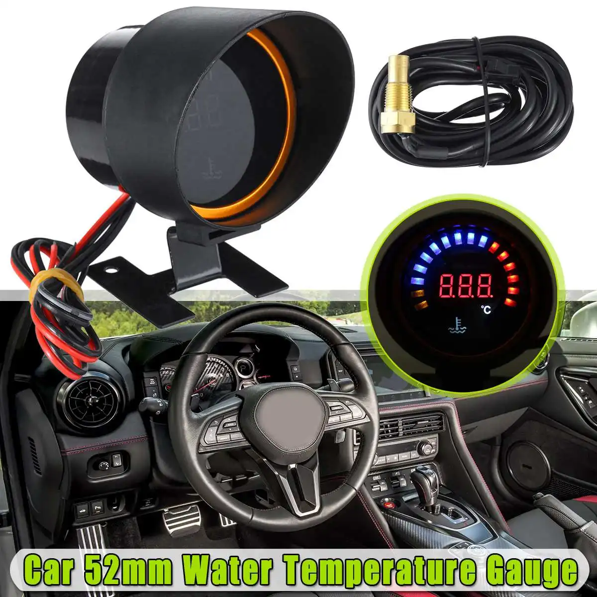 12V/24V 2" 52m Car LED Digital Water Temperature Gauge Instrument + Water Temp Sensor 10mm Universal for Car Motorcycle Truck
12V/24V 2" 52m Car LED Digital Water Temperature Gauge Instrument + Water Temp Sensor 10mm Universal for Car Motorcycle Truck