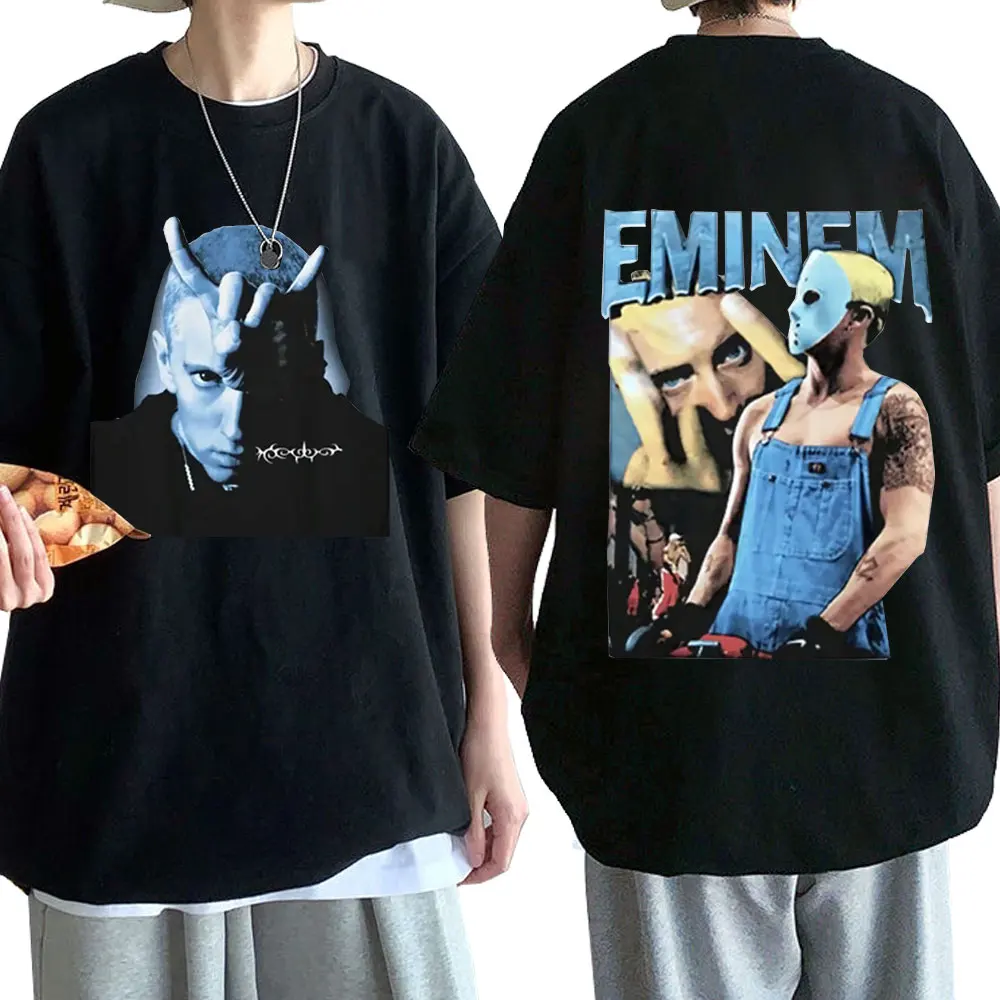 

Rapper Eminem Slim Shady T-shirts 90s Vintage Hip Hop Graphic T Shirt Men's Women's Gothic Tee Shirt Oversized Streetwear Unisex