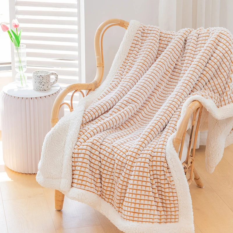 

Double Thicken Lamb Cashmere Blanket for Bed Sofa Winter Warm Cozy Throw Blankets for Office Bed Cover Coral Fleece Bedspread