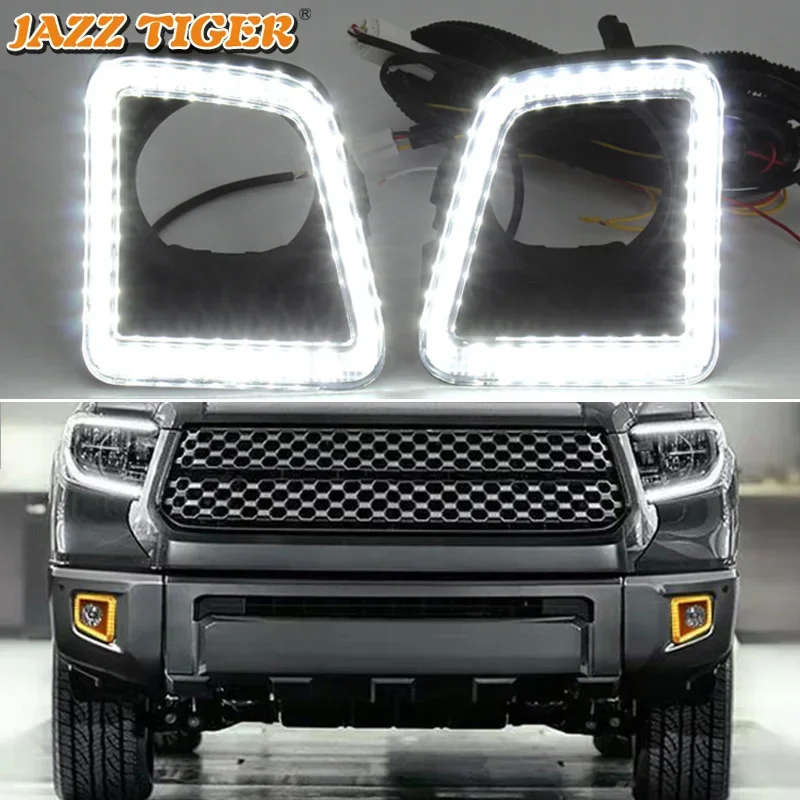 Дневные ходовые огни для Toyota Tundra 2014-2021 светодиодные DRL динамические указатели