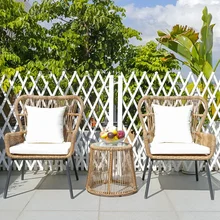 Outdoor garden rattan chair three-piece set of patio tables and chairs, furniture, tea table chairs, open-air lounge chairs