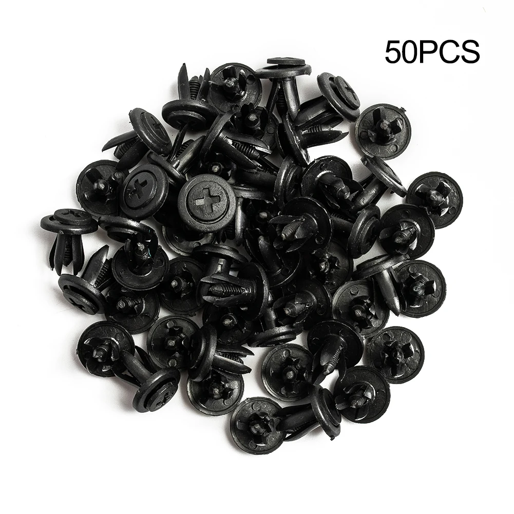 

50pcs Car Body 6mm Hole Dia Plastic Rivets Fastener Fender Bumper Push Pin Clip For Fender, Bumper, Splash Shield,retainer Tight