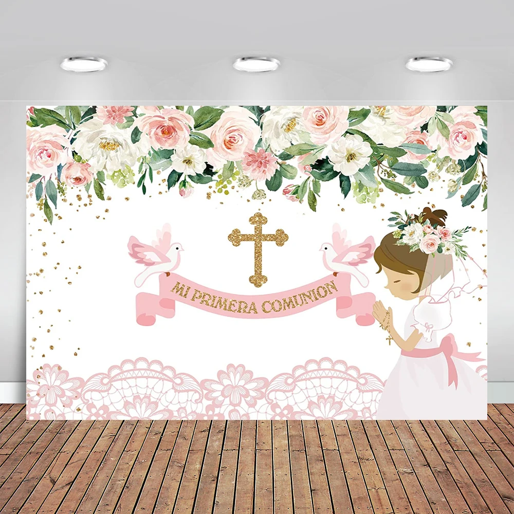 Baptism Backdrop for Girl Mi Primera Flowers Pink Lace Christening Background God Bless First Holy Communion Mi Bautizo Chalice
Baptism Backdrop for Girl Mi Primera Flowers Pink Lace Christening Background God Bless First Holy Communion Mi Bautizo Chalice