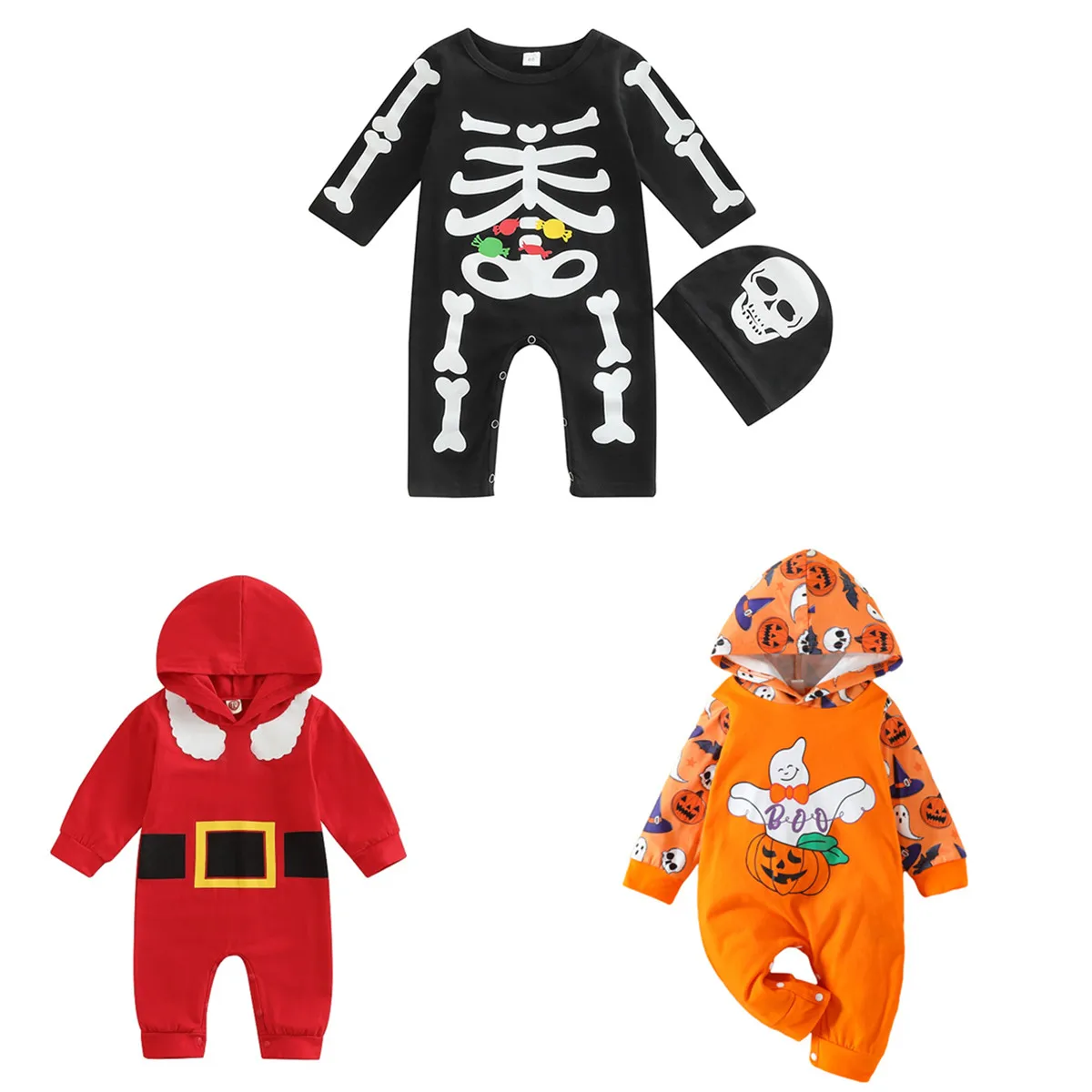 New Newborn Baby Boy Girl Halloween Rompers Long Sleeve Black Cotton Jumpsuits Skull Playsuit Novelty Outfit 0-24M
New Newborn Baby Boy Girl Halloween Rompers Long Sleeve Black Cotton Jumpsuits Skull Playsuit Novelty Outfit 0-24M
