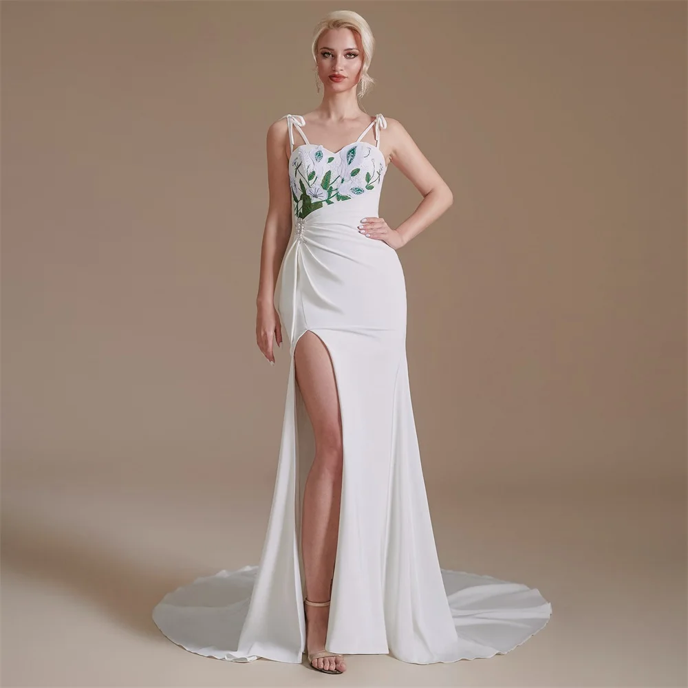 100% Real Picture Prom Dresses Spaghetti Straps Sleeveless Appliques Beaded Sexy Side Split Party Evening Dress Robe De Mariée
100% Real Picture Prom Dresses Spaghetti Straps Sleeveless Appliques Beaded Sexy Side Split Party Evening Dress Robe De Mariée