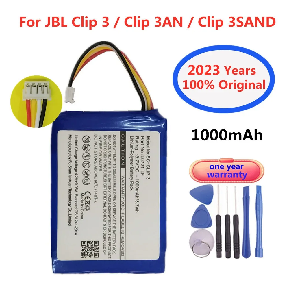 

100% Genuine Speaker Replacement Battery For JBL Clip 3 Clip3 Clip 3AN Clip 3 SAND L0721-LF 1000mAh Wireless bluetooth Bateria