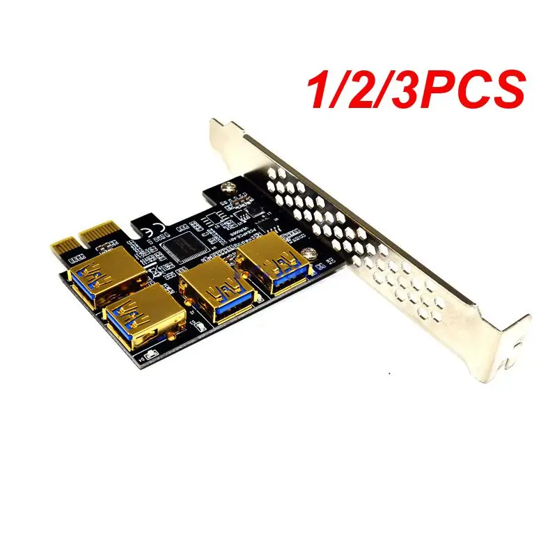 

1/2/3PCS Gold PCIE PCI-E Riser Card 1 to 4 USB 3.0 Multiplier Hub XI Express 1X 16X Adapter For Bitcoin ETH Mining Miner