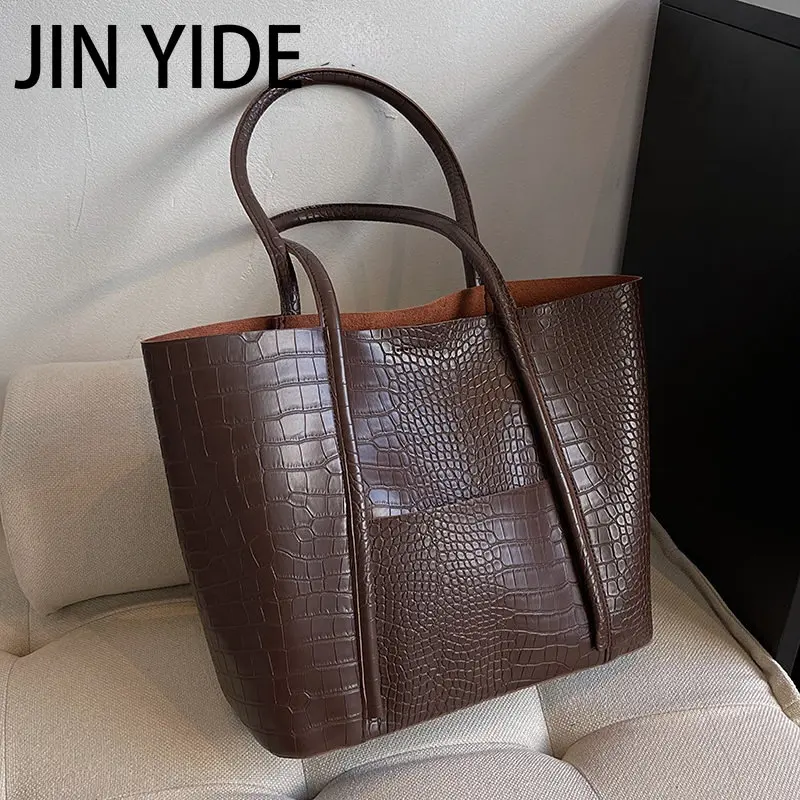 

JIN YIDE Large PU Leather Shoulder Bag for Women 2023 Winter Fashion Trend Designer Female Fashion Handbags Purses Tote Bags