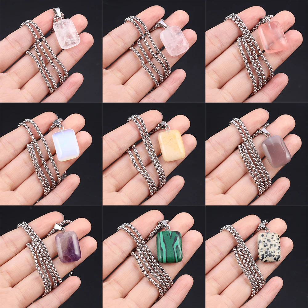 Natural Stone Necklace Pendant Gemstone Rectangle Exquisite Accessories Women Personality Necklace Girls Wedding Party Jewelry
Natural Stone Necklace Pendant Gemstone Rectangle Exquisite Accessories Women Personality Necklace Girls Wedding Party Jewelry