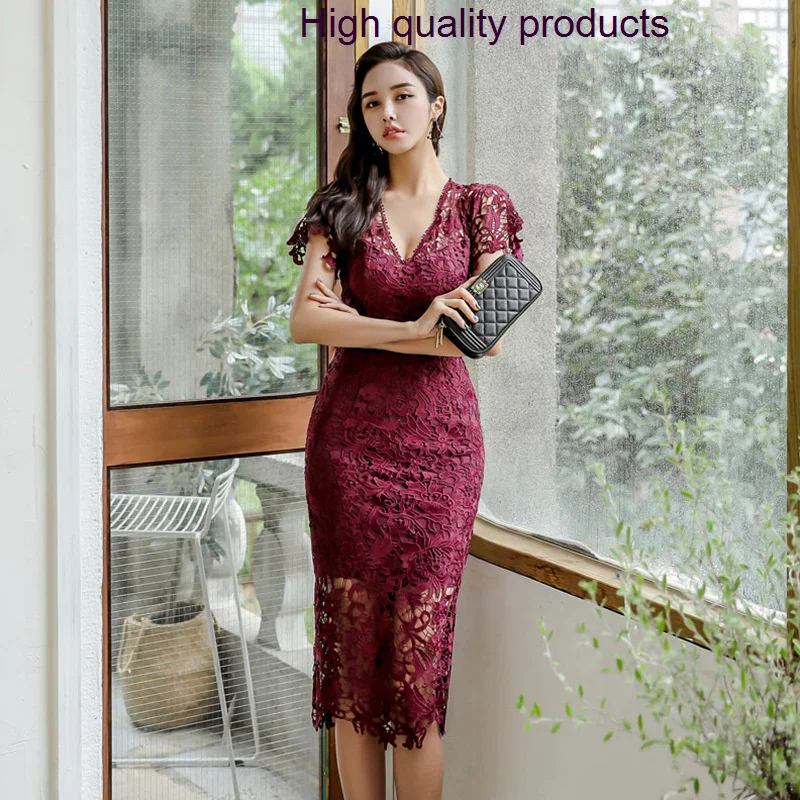 Party Summer Night New Elegant Luxury Women'S 2023 Solid Color Short Sleeve V-Neck Slim Fit Wrap Hip Lace Pencil Dress
Party Summer Night New Elegant Luxury Women'S 2023 Solid Color Short Sleeve V-Neck Slim Fit Wrap Hip Lace Pencil Dress