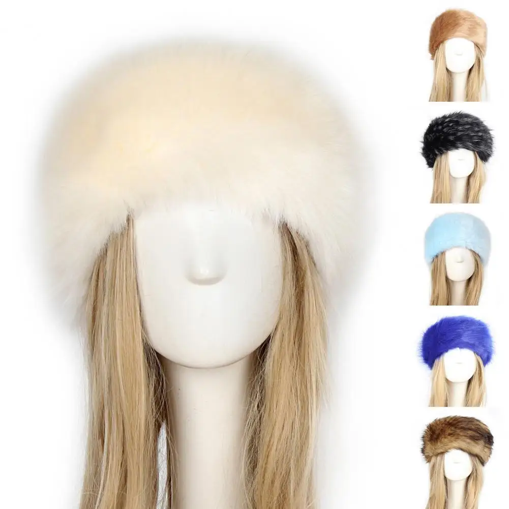 Women Headband Slid Color All Match Faux Fur Thickened Turban Wide Hat for Skiing 
Women Headband Slid Color All Match Faux Fur Thickened Turban Wide Hat for Skiing