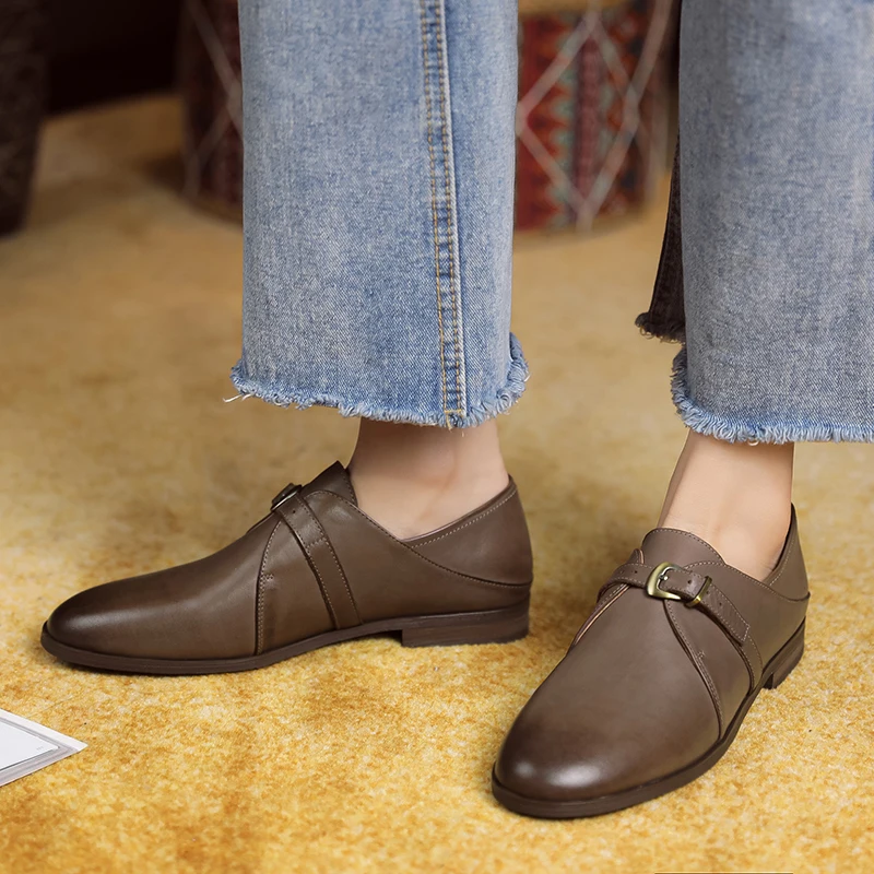 Round Toe Soft Real Leather Buckle Loafers Lady Casual Simple Shoes Woman New Spring Daily Loafers Cowhide Women Flat Shoes
Round Toe Soft Real Leather Buckle Loafers Lady Casual Simple Shoes Woman New Spring Daily Loafers Cowhide Women Flat Shoes