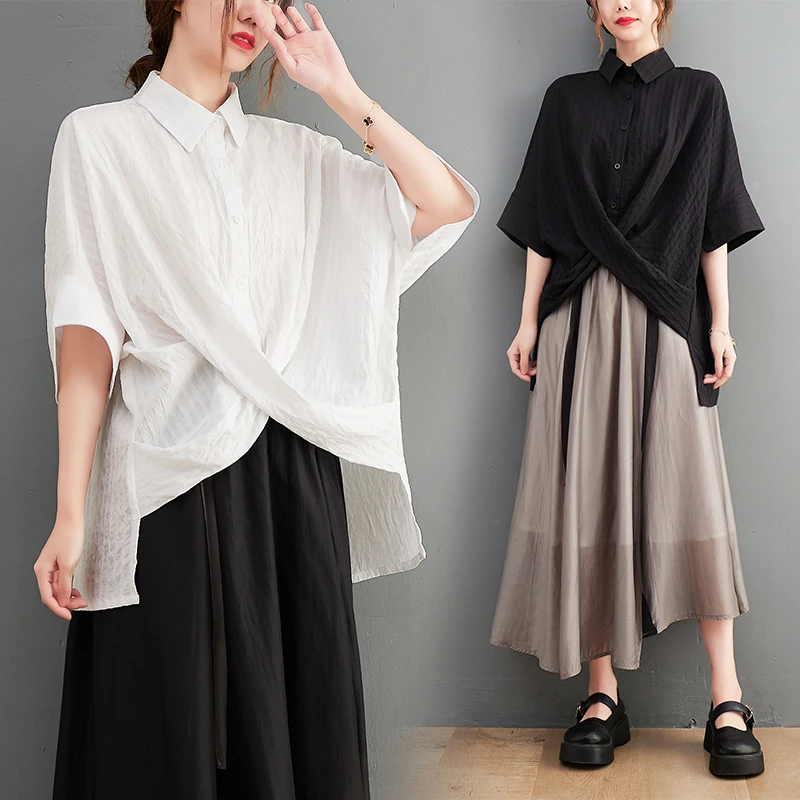 Asymmetrical Solid Women Shirts Summer Vintage 2023 Loose Batwing Sleeved Casual Female Outwear Coats Tops
Asymmetrical Solid Women Shirts Summer Vintage 2023 Loose Batwing Sleeved Casual Female Outwear Coats Tops