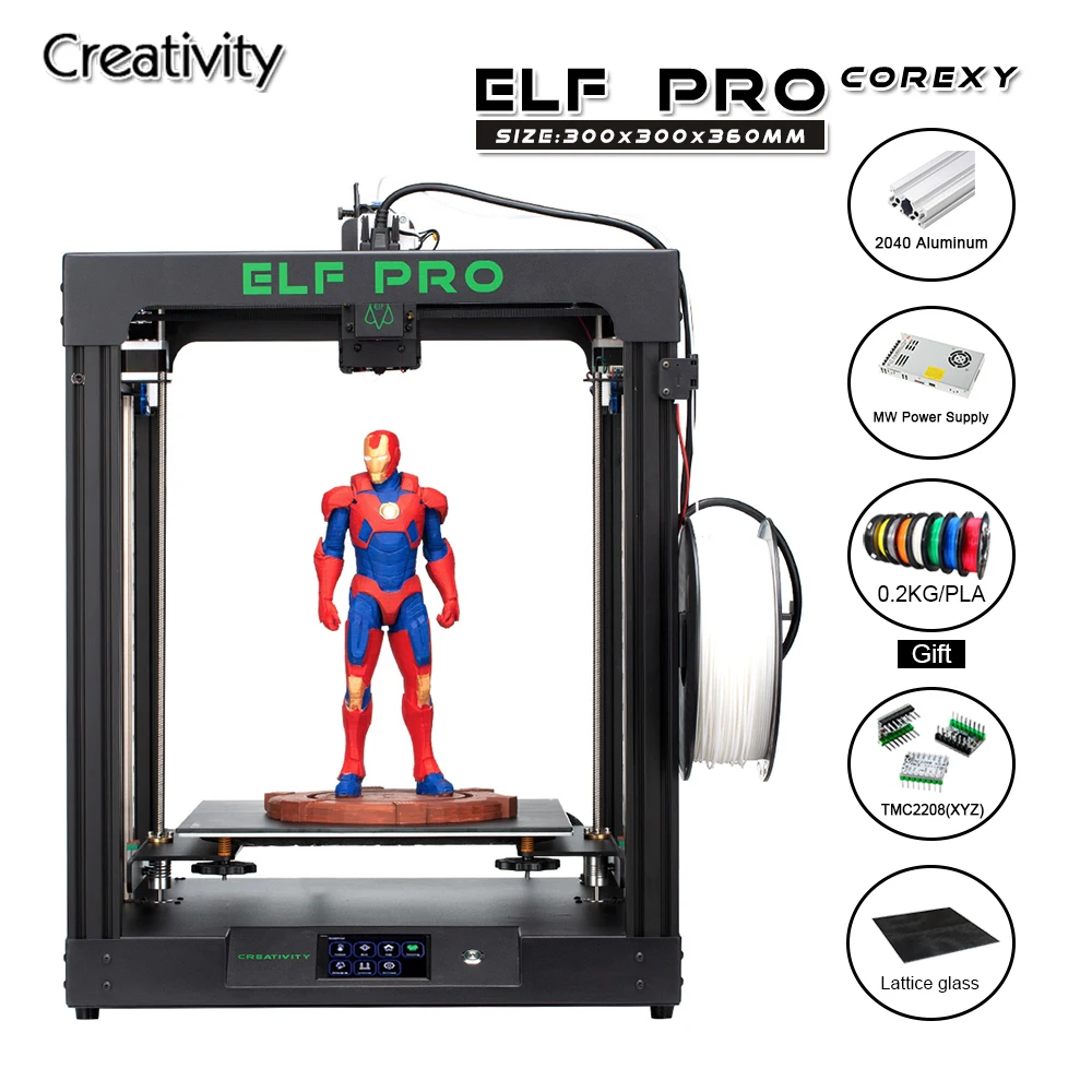 Creativity Upgrade ELFPRO Desktop Large-Size 3D Printer Aluminum Profile 300x300x360MM FDM CoreXY Faster And More Stable
Creativity Upgrade ELFPRO Desktop Large-Size 3D Printer Aluminum Profile 300x300x360MM FDM CoreXY Faster And More Stable