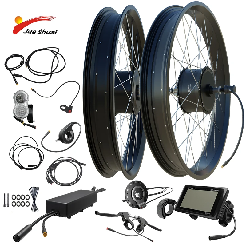 

2 Motors 2000W Fat Tire Ebike Kit Front 135mm Rear 170mm 190mm frame dropout 20" 26" x 4.0 Fat Bike Snow Beach Bicycle Electric