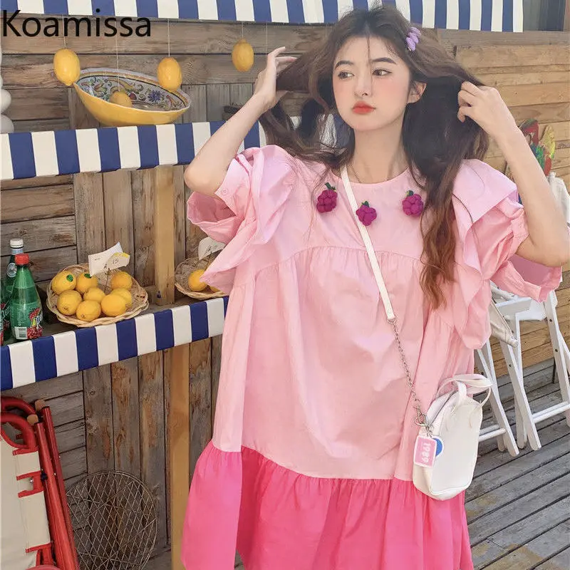 Koamissa Sweet 3d Flowers Women Long Dress Puff Sleeves O-neck Female Causal Loose Stright Dresses Korean Student Vestidos New 
Koamissa Sweet 3d Flowers Women Long Dress Puff Sleeves O-neck Female Causal Loose Stright Dresses Korean Student Vestidos New
