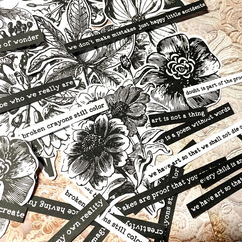 Vintage Black and White Flowers English Eentry Stickers DIY Scrapbook Bottom Collage Ddiary Album Gift Decoration
Vintage Black and White Flowers English Eentry Stickers DIY Scrapbook Bottom Collage Ddiary Album Gift Decoration