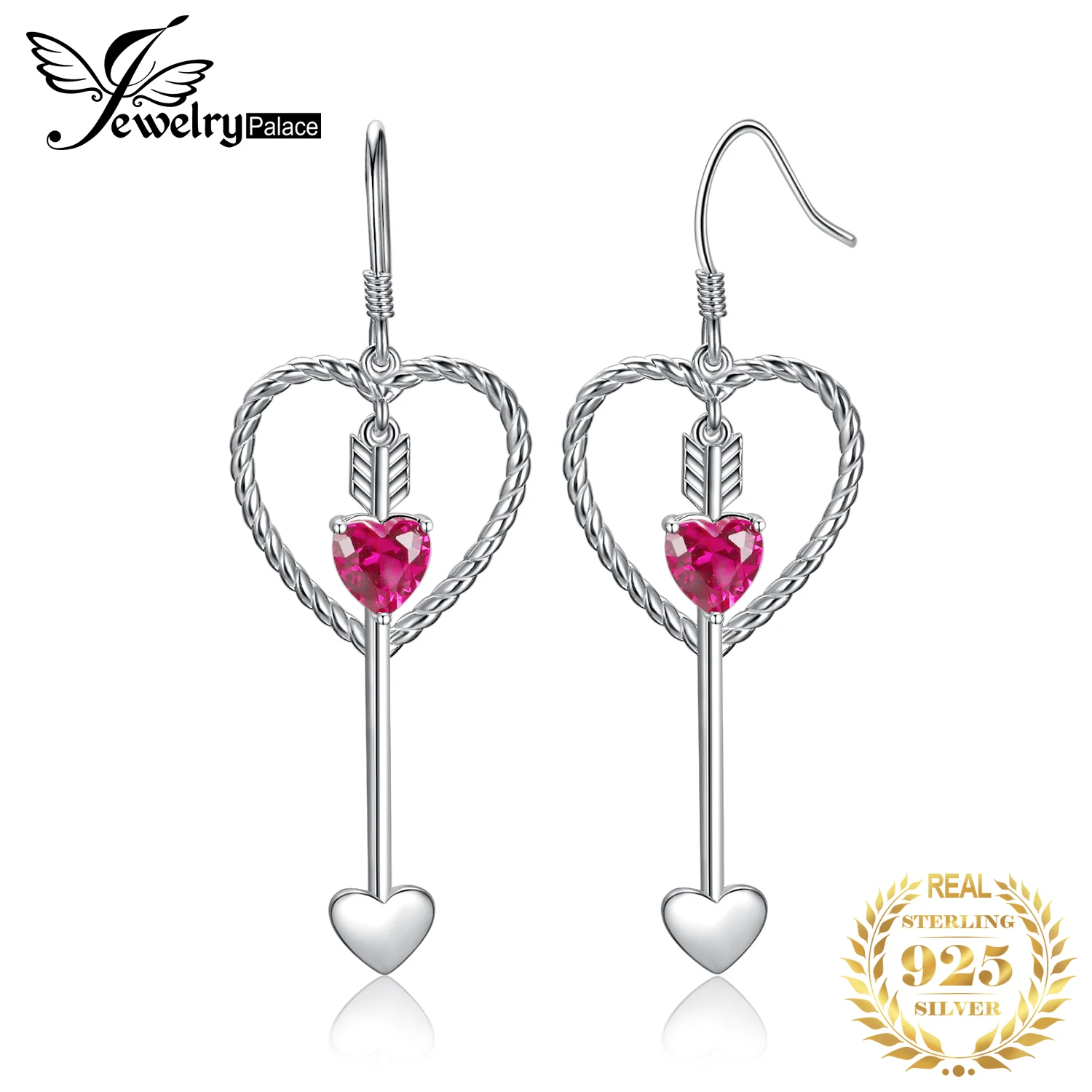 JewelryPalace New Arrival Love Heart Cupid Arrow 1.8ct Red Gemstone 925 Sterling Silver Drop Earrings for Woman Fashion Jewelry
JewelryPalace New Arrival Love Heart Cupid Arrow 1.8ct Red Gemstone 925 Sterling Silver Drop Earrings for Woman Fashion Jewelry