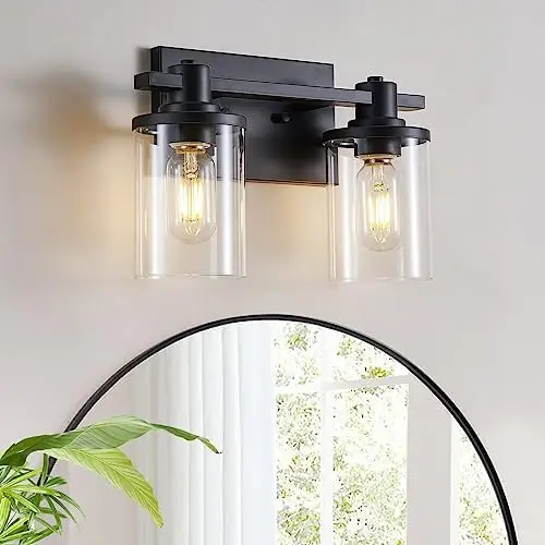 4-Light Bathroom Vanity Light, Brushed Nickel Bathroom Lights Fixtures Over Mirror, Vanity Lights Wall Mount with Clear Glass Sh
4-Light Bathroom Vanity Light, Brushed Nickel Bathroom Lights Fixtures Over Mirror, Vanity Lights Wall Mount with Clear Glass Sh