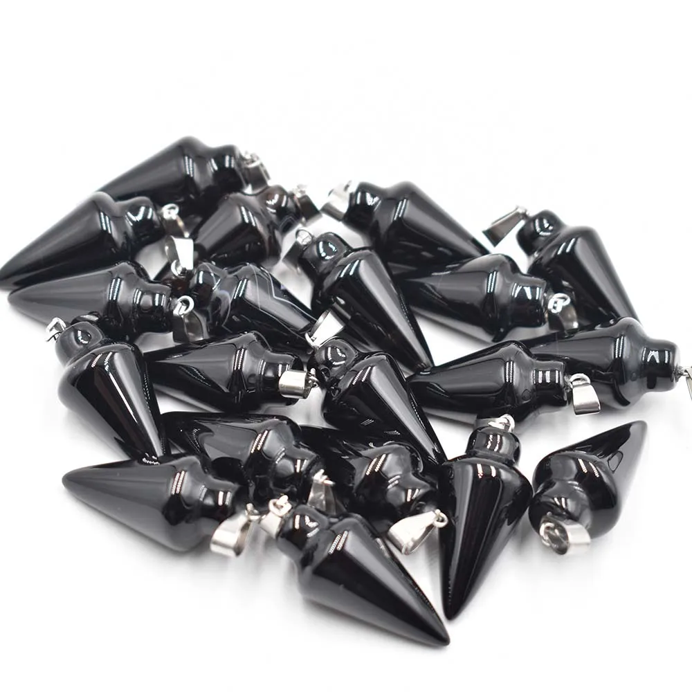 Fashion hot selling natural Black onyx pendulum circular Cone charms Pendants for jewelry making 12pcs 24pcs/lot wholesale free
Fashion hot selling natural Black onyx pendulum circular Cone charms Pendants for jewelry making 12pcs 24pcs/lot wholesale free