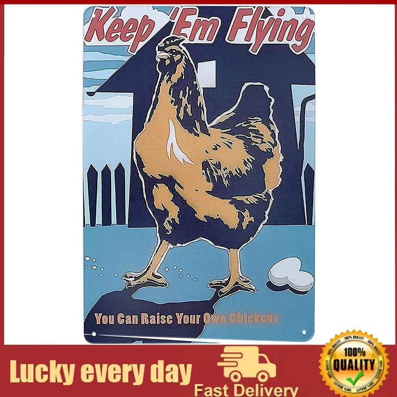 Funny Chicken Sign - Keep 'em Flying You Can Raise Your Own Chickens Metal Tin Sign,Rustic Farmhouse Chicken Coop
Funny Chicken Sign - Keep 'em Flying You Can Raise Your Own Chickens Metal Tin Sign,Rustic Farmhouse Chicken Coop