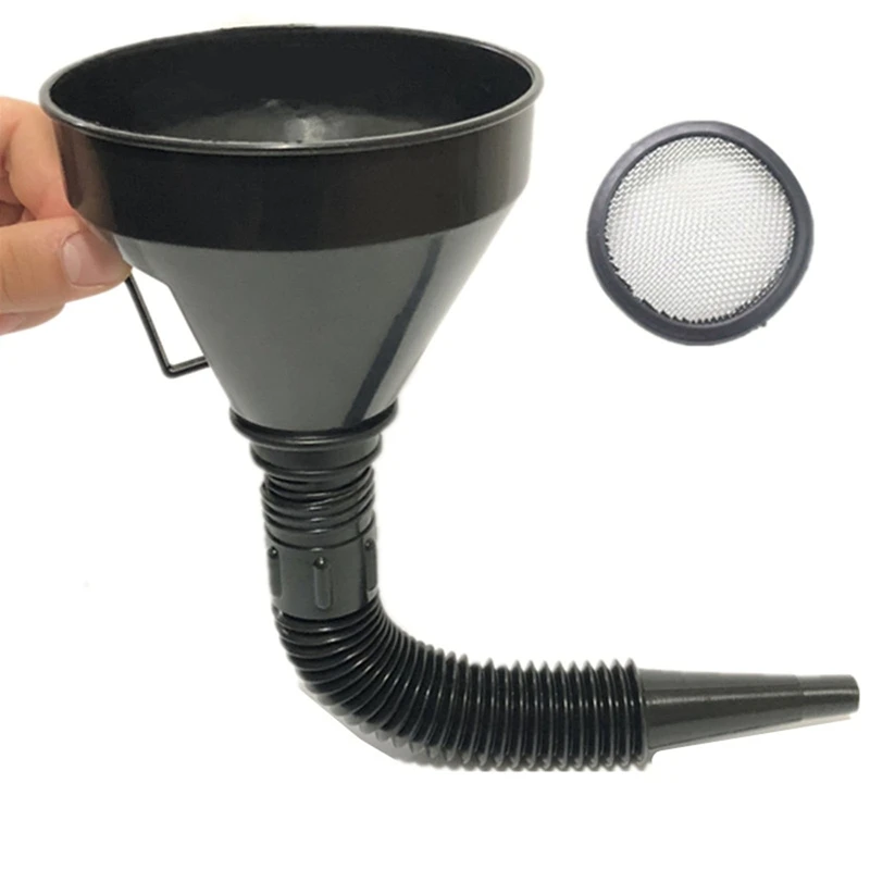 

Black Portable Automobile Gas Outdoor Quick Refueling Funnel Water Oil Transmission Tool With Filter Vehicle Supplies For Car