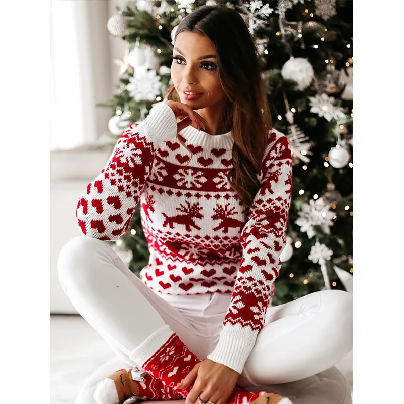 

Traf Knit Sweater Christmas Women's Sweater Y2k Official Pullovers Autumn Winter Long Sleeve Sweatershirts Korean Clothes Jumper