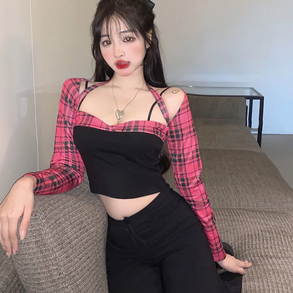 Spring Sexy Slash Neck Crop Tops For Women Streetwear Fashion Long Sleeve Tie Up 90s T-Shirts Korean Style Tee 
Spring Sexy Slash Neck Crop Tops For Women Streetwear Fashion Long Sleeve Tie Up 90s T-Shirts Korean Style Tee
