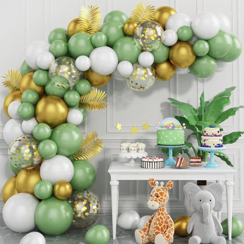 

Jungle Safari Green Theme Balloon Garland Arch Kit Kids Birthday Party Metal Confetti Foil Latex Balloons Baby Shower Decoration