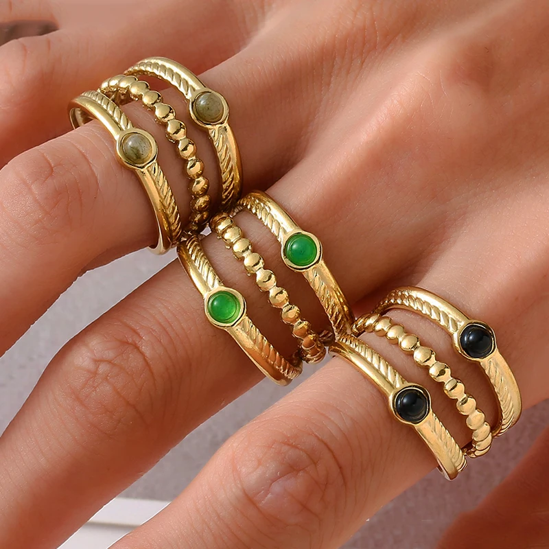 Bohemian Rings Gold Color Stainless Steel Rings for Women Vintage Luxury Designer Natural Stone Ring Trendy Woman Jewelry 2022
Bohemian Rings Gold Color Stainless Steel Rings for Women Vintage Luxury Designer Natural Stone Ring Trendy Woman Jewelry 2022