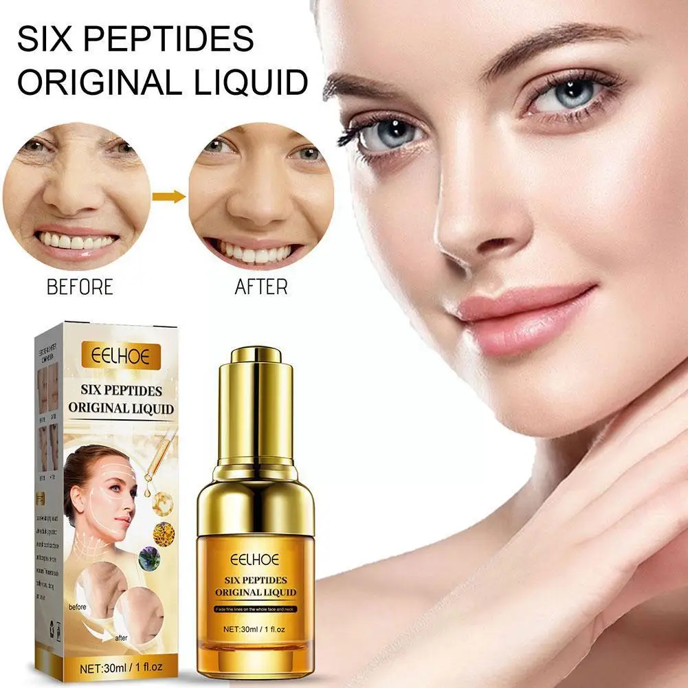 

30ML Six Peptides Anti Wrinkle Serum Anti-aging Moisturizing Firming Fine Face Brighten Desalinates Care Lines Skin Reduce X3E7