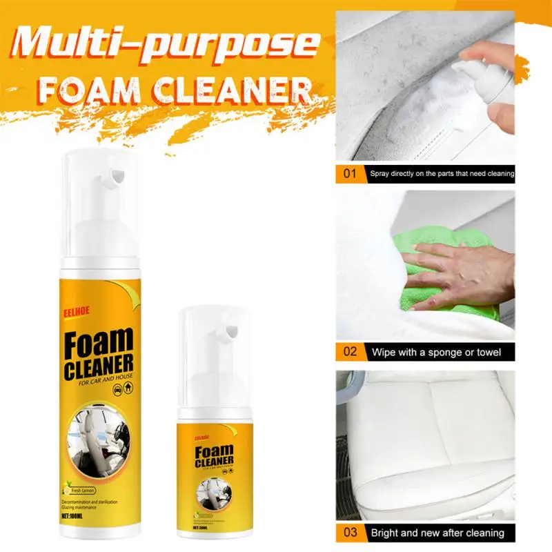 60/100ML Multi-Purpose Foam Cleaner Strong Decontamination Car Seat Leather Upholster Clean Spray Agent Car Interior Maintenance
60/100ML Multi-Purpose Foam Cleaner Strong Decontamination Car Seat Leather Upholster Clean Spray Agent Car Interior Maintenance