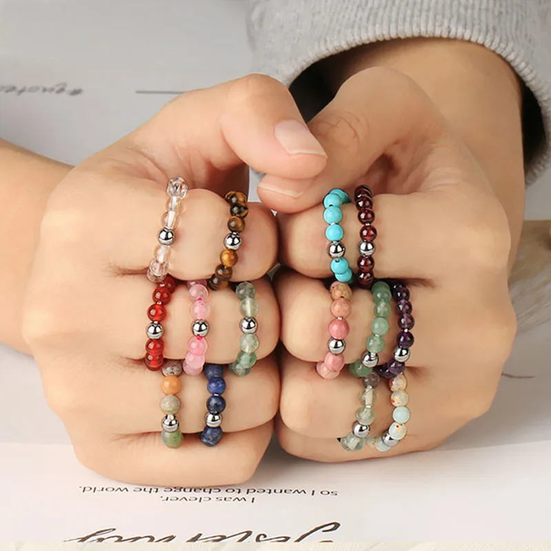 Natural Crystal Stone Beaded Rings Rose Quartz Moonstone Reiki Healing Spinner Rings For Women Vintage Bead Rings Jewelry Gift
Natural Crystal Stone Beaded Rings Rose Quartz Moonstone Reiki Healing Spinner Rings For Women Vintage Bead Rings Jewelry Gift