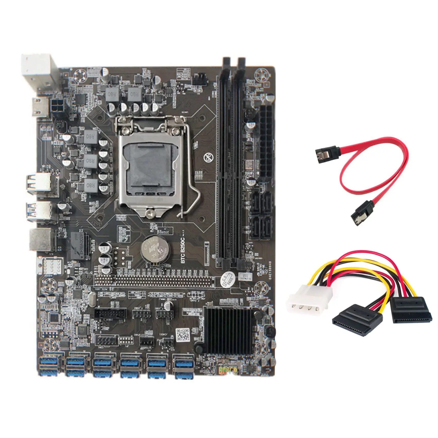 B250C Mining Motherboard with 4PIN to SATA Cable+SATA Cable 12 PCIE to USB3.0 GPU Slot LGA1151 Support DDR4 RAM for BTC
B250C Mining Motherboard with 4PIN to SATA Cable+SATA Cable 12 PCIE to USB3.0 GPU Slot LGA1151 Support DDR4 RAM for BTC