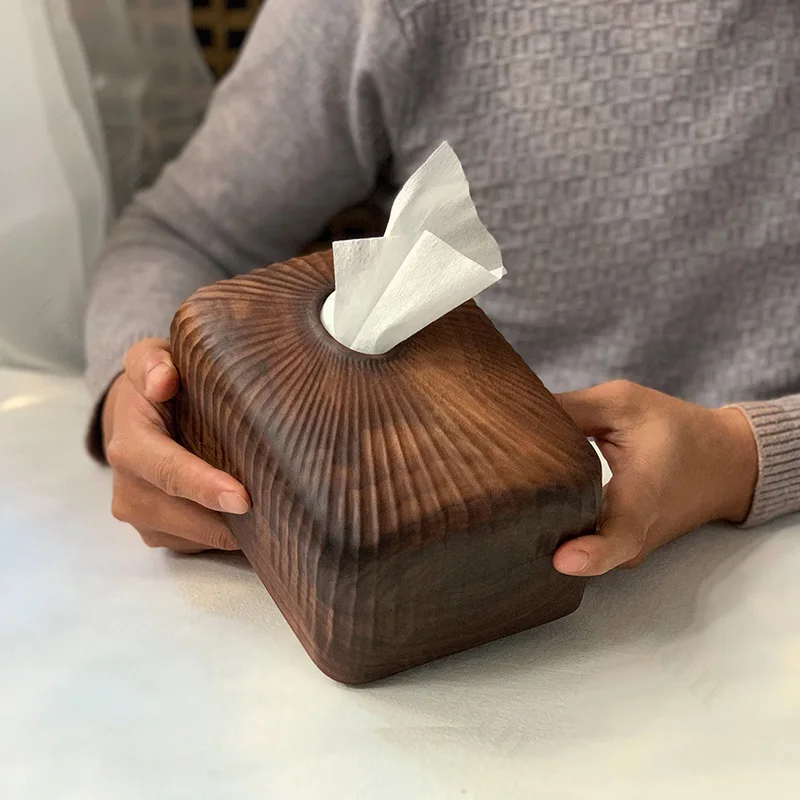 

Creative Wooden Tissue Box North Modern Decor Black Walnut Wood Coffee Table Napkin Tissue Boxes Living Room Accessories