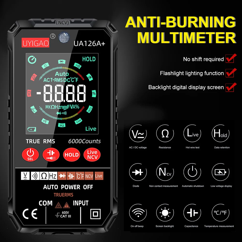 Digital Multimeter LCD Backlight Display Handheld Multimeter AC DC Voltage Meter Ammeter Voltmeter Capacitance Resistance Tester
Digital Multimeter LCD Backlight Display Handheld Multimeter AC DC Voltage Meter Ammeter Voltmeter Capacitance Resistance Tester