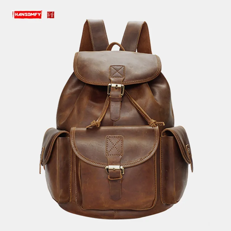 HANSOMFY Genuine Leather Men's Backpack Business Portable Retro Shoulder Laptop Bag Travel Backpacks Multi-function Luxury Brand
HANSOMFY Genuine Leather Men's Backpack Business Portable Retro Shoulder Laptop Bag Travel Backpacks Multi-function Luxury Brand