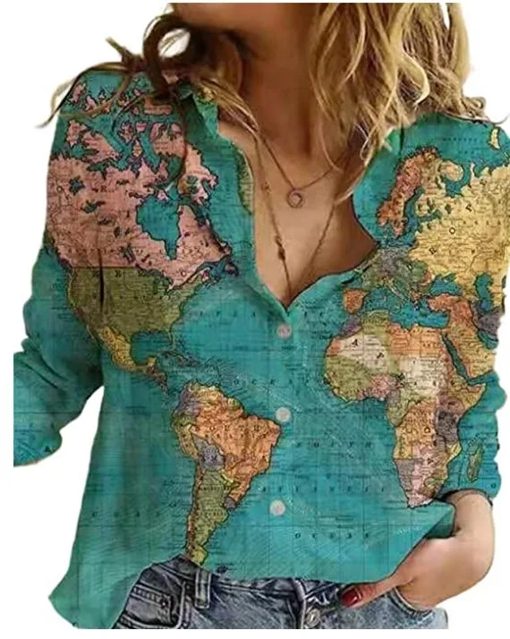 Elegant Blouse Lady Fashion Korean Shirt Summer 2022 New Map Print Long-sleeved Office Women's Clothing
Elegant Blouse Lady Fashion Korean Shirt Summer 2022 New Map Print Long-sleeved Office Women's Clothing