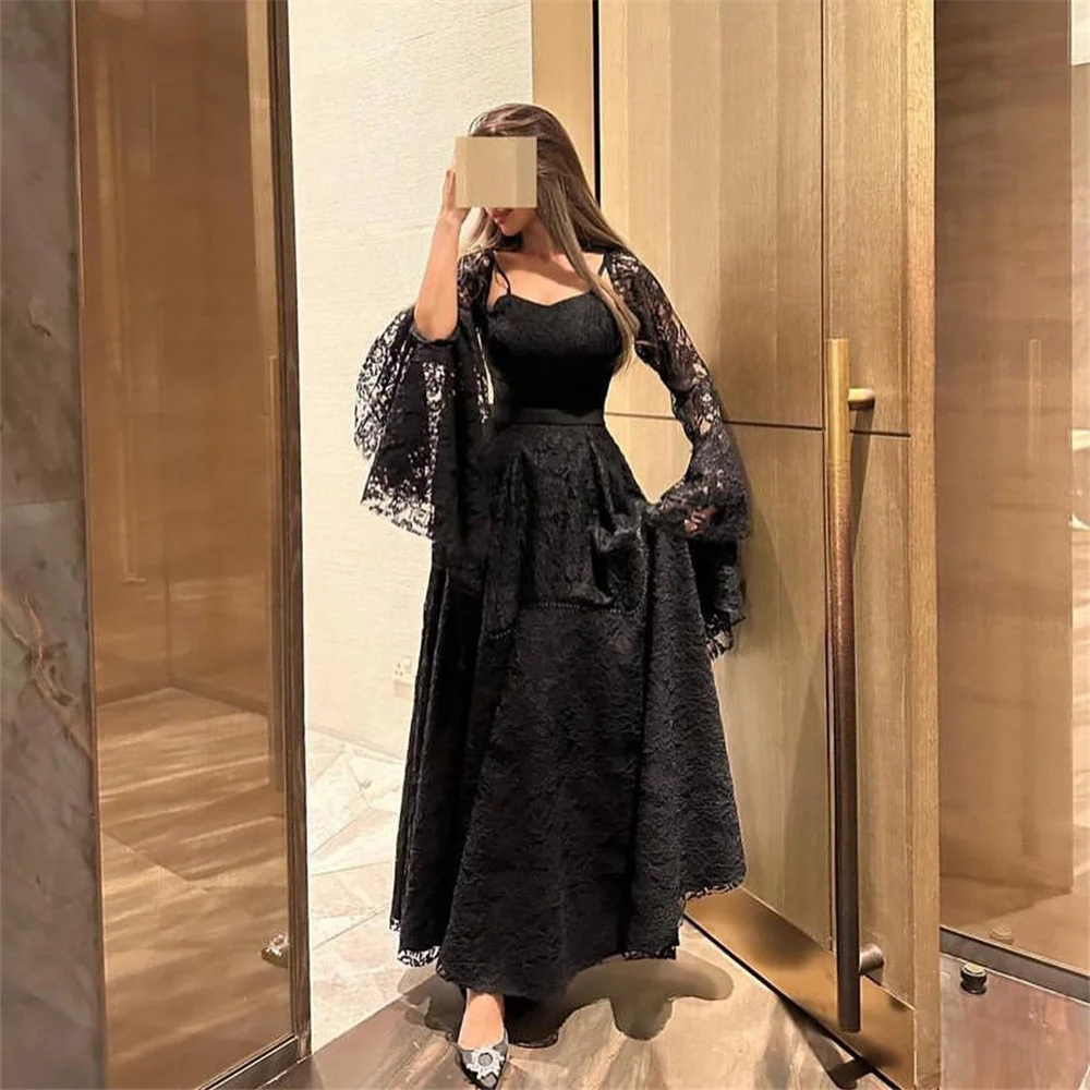 MULOONG Black Fashion Sweetheart Spaghetti Strap Full Sleeve Lace Evening Dress Ankle Length Elegant Prom Gown New In 2023
MULOONG Black Fashion Sweetheart Spaghetti Strap Full Sleeve Lace Evening Dress Ankle Length Elegant Prom Gown New In 2023