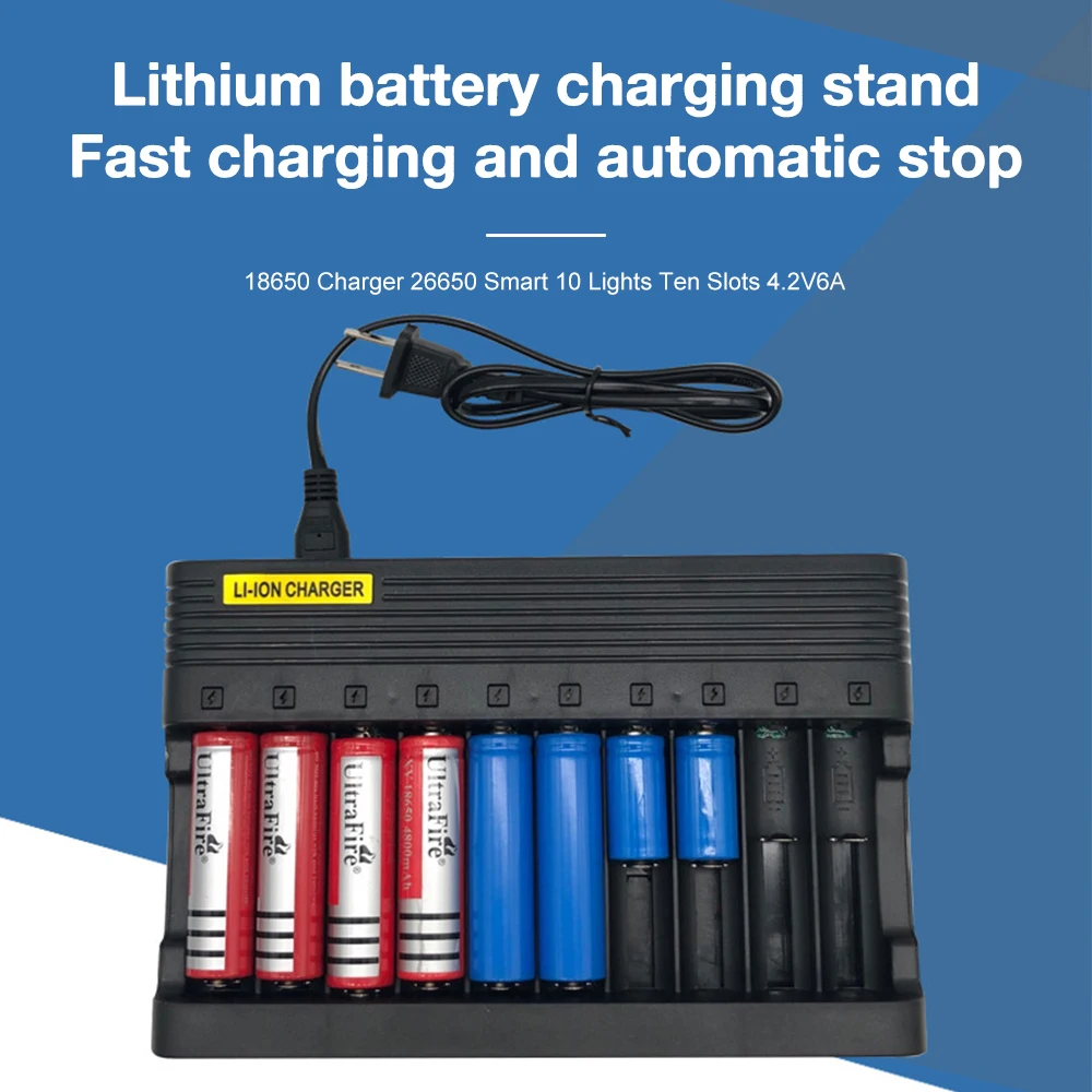 10 Slots LED Display Smart Battery Charger for AA/AAA NiMH lithium Rechargeable Batteries Independent Charging Battery Charger
10 Slots LED Display Smart Battery Charger for AA/AAA NiMH lithium Rechargeable Batteries Independent Charging Battery Charger