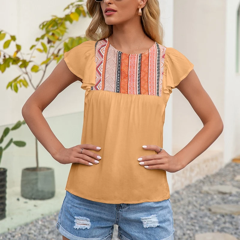 Women's Ethnic Style Round Neck Loose Lotus Leaf Short-Sleeved Blouse
Women's Ethnic Style Round Neck Loose Lotus Leaf Short-Sleeved Blouse