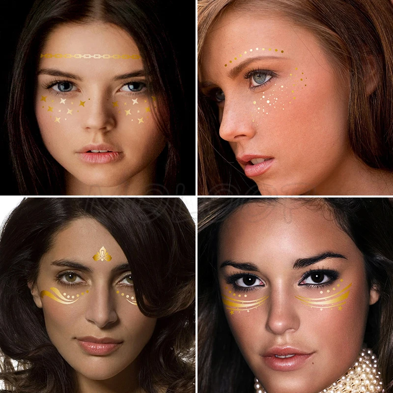 Temporary Gold Face Tattoo Sticker bling Waterproof Freckles Makeup Eye Decal Body Art for Girl Kid design 22
Temporary Gold Face Tattoo Sticker bling Waterproof Freckles Makeup Eye Decal Body Art for Girl Kid design 22