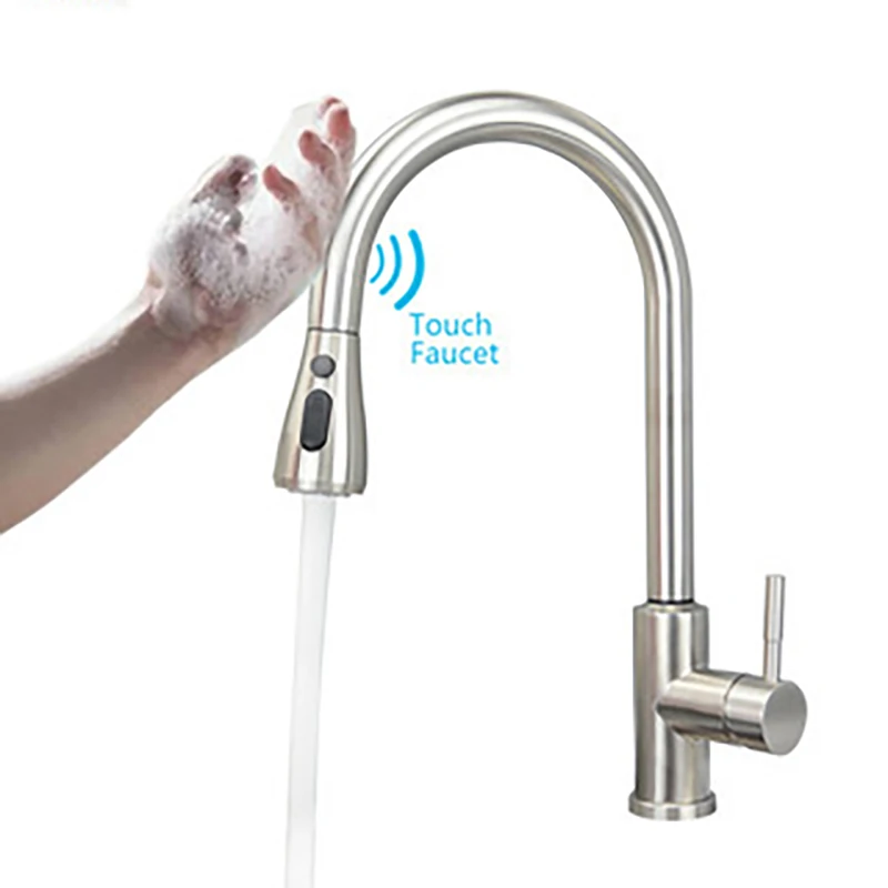 304 Smart Touch Kitchen Faucet Tapware Brushed Poll Out Infrared Sensor Kitchen Faucets Black/Nickel Infrared Water Mixer Taps
304 Smart Touch Kitchen Faucet Tapware Brushed Poll Out Infrared Sensor Kitchen Faucets Black/Nickel Infrared Water Mixer Taps