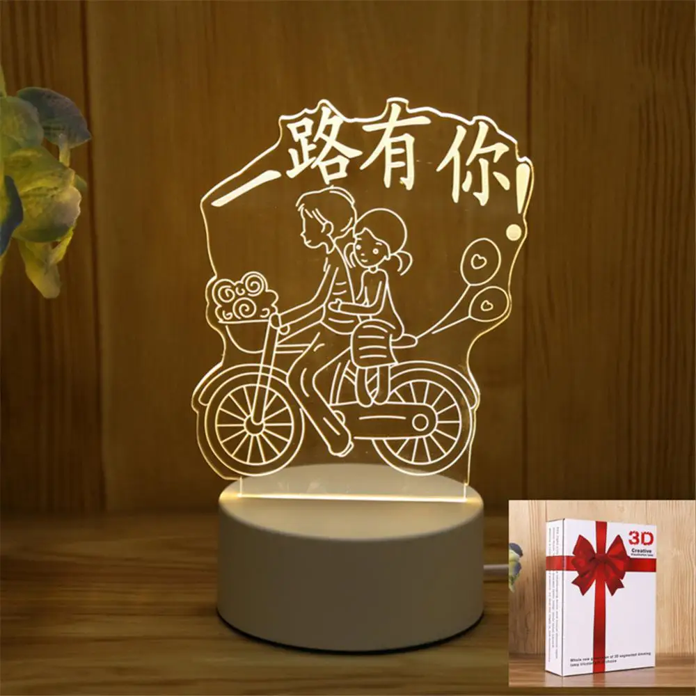 Creative 3d Lamp Acrylic Usb 3d Led Kids Night Light Valentine's Day Home Decoration Night Lamp Wholesale Romantic 
Creative 3d Lamp Acrylic Usb 3d Led Kids Night Light Valentine's Day Home Decoration Night Lamp Wholesale Romantic