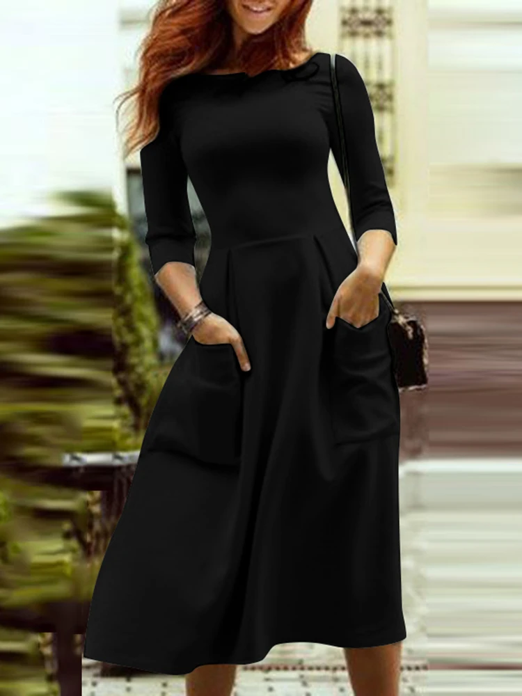 ZANZEA Elegant Women Summer Dress Fashion 3/4 Sleeve Solid Office Work Casual Party Midi Vestidos Robe Femme A-line Sundress
ZANZEA Elegant Women Summer Dress Fashion 3/4 Sleeve Solid Office Work Casual Party Midi Vestidos Robe Femme A-line Sundress