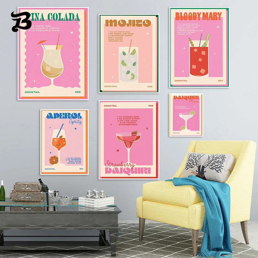 Vintage Cocktail Drink Juice Canvas Painting Colorful Background Canvas Posters Prints for Living Room Dining Bar Decoration
Vintage Cocktail Drink Juice Canvas Painting Colorful Background Canvas Posters Prints for Living Room Dining Bar Decoration