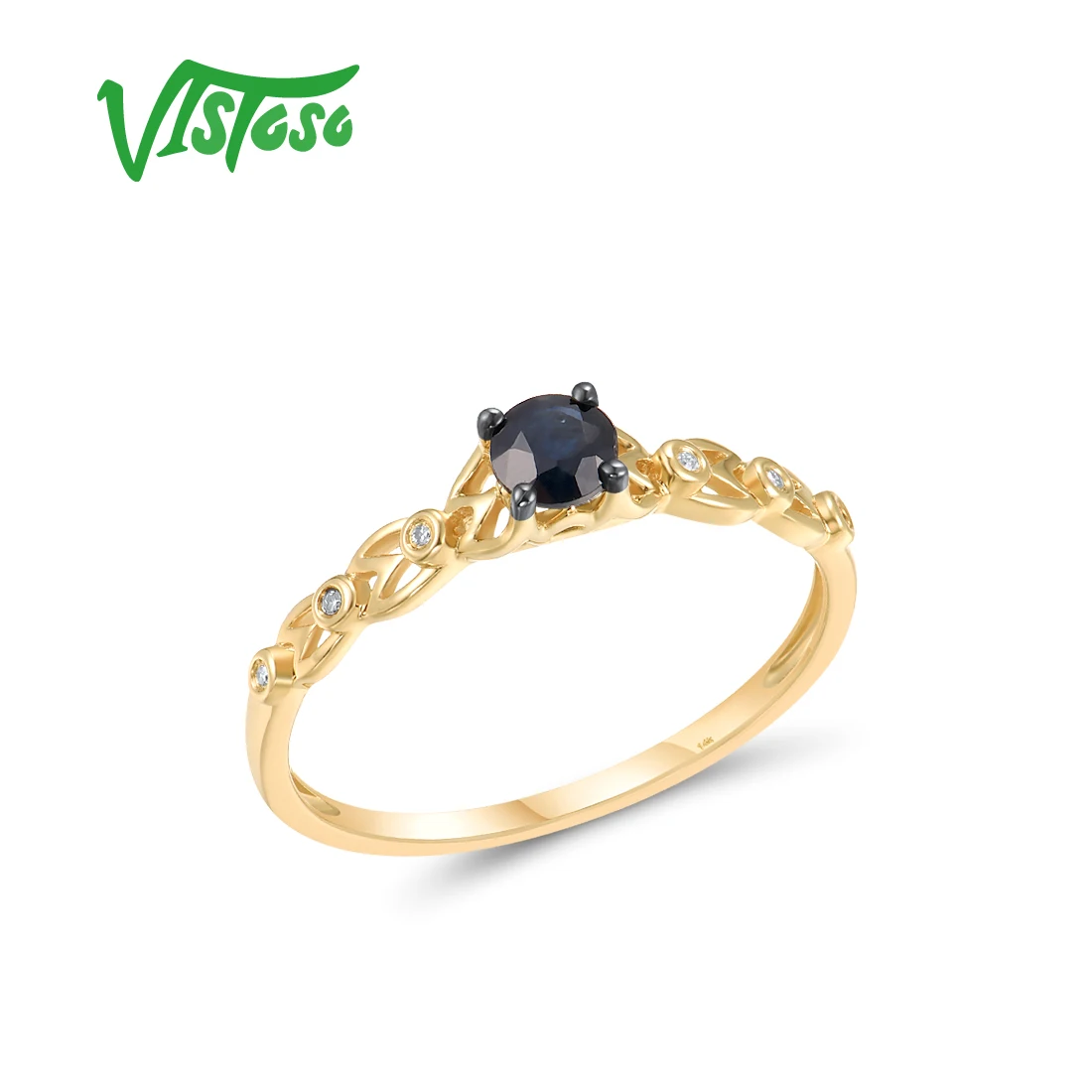 

Женское золотое кольцо с бриллиантами VISTOSO, желтое золото 14 к 585 пробы, минималистичное Ювелирное Украшение из драгоценных камней